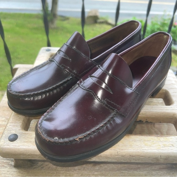 GH Bass & Co Penny Loafers Mens 9.5M Weejuns Wine Genuine Leather Shoes Slip-On - Picture 2 of 11